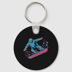 Dynamic Snowboarder Abstract Art Winter Sports 4 Key Ring