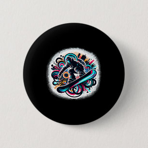 Dynamic Snowboarder Abstract Art Winter Sports 5 6 Cm Round Badge