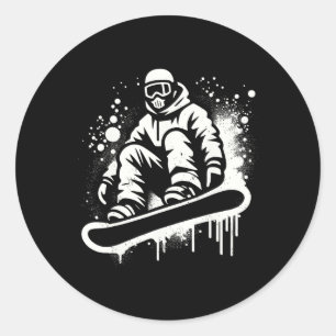 Dynamic Snowboarder Abstract Art Winter Sports  Classic Round Sticker