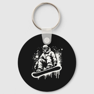 Dynamic Snowboarder Abstract Art Winter Sports Key Ring