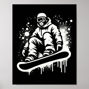 Dynamic Snowboarder Abstract Art Winter Sports Poster