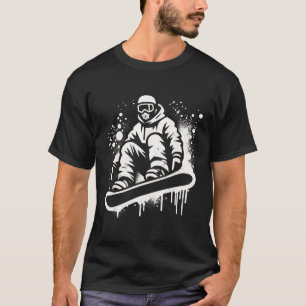 Dynamic Snowboarder Abstract Art Winter Sports T-Shirt