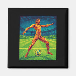 Dynamic Soccer Player Energetic Sports Fan Magnet