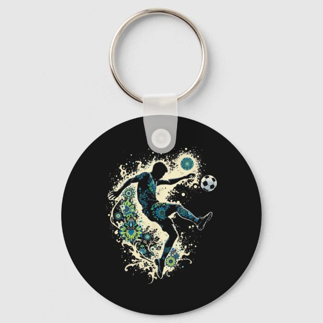 Dynamic Soccer Silhouette _1  Key Ring (Front)