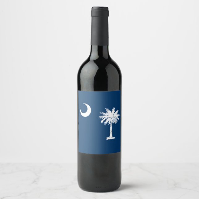 Dynamic South Carolina State Flag Graphic on a Wine Label (Front)