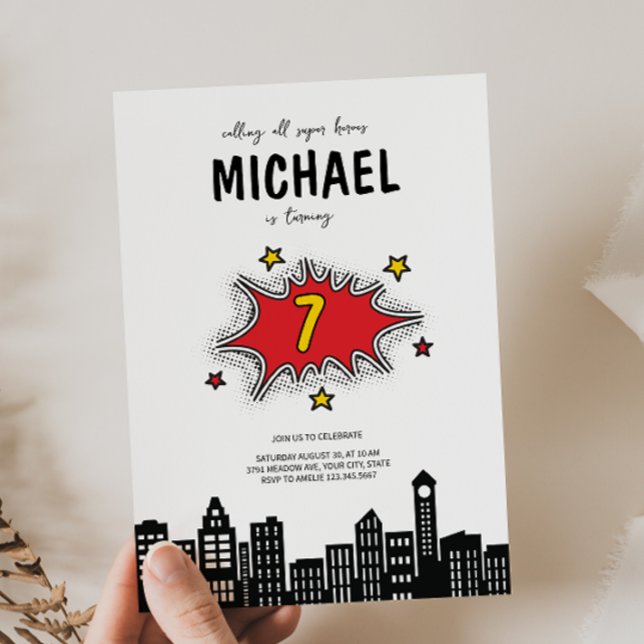Dynamic Superhero 1st Birthday Invitation  (Creator Uploaded)