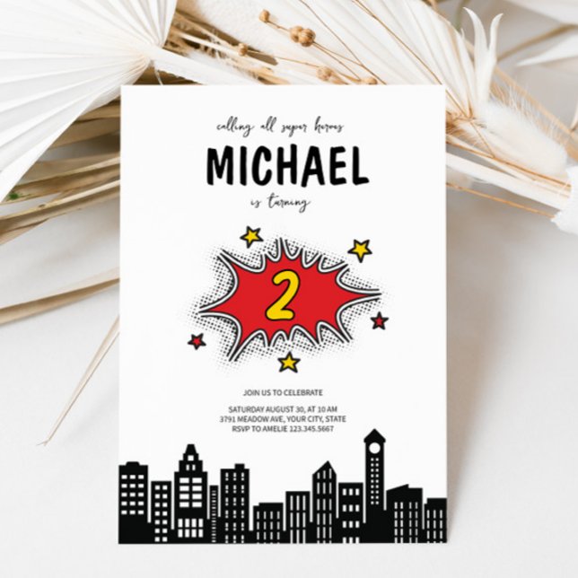 Dynamic Superhero 2nd Birthday Invitation  (Creator Uploaded)