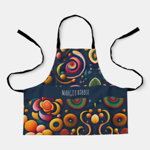 Dynamic Swirling Circles Abstract Rainbow Pattern Apron