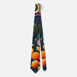 Dynamic Swirling Circles Abstract Rainbow Pattern Tie