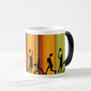 Dynamic Tennis Players Silhouette Magic Mug