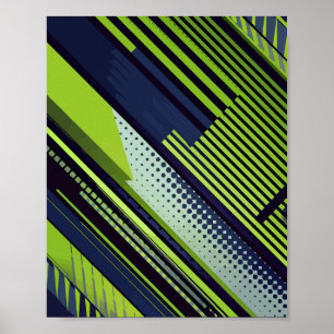 Dynamic Textural Interplay with Green & Blue Hues Poster