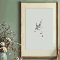 Dynamic Tree Swallow Watercolor Art with Berries