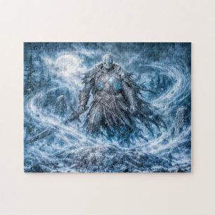 Dynamic Undead Warrior in Dark Fantasy Atmosphere Jigsaw Puzzle