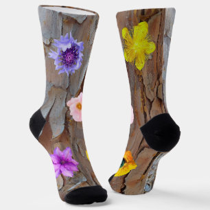 Dynamic Unique Bark and Flowers Socks