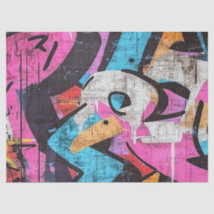 Dynamic Urban Mural with Vivid Graffiti Colours Tissue Paper