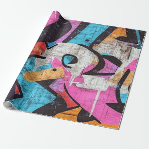 Dynamic Urban Mural with Vivid Graffiti Colours Wrapping Paper