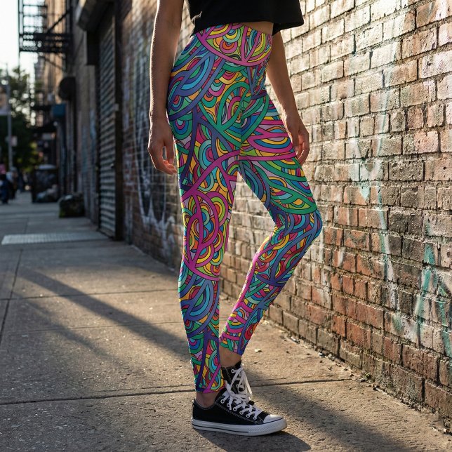 Dynamic Urban Waves Abstract Pattern Leggings (Creator Uploaded)