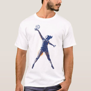 Dynamic Volleyball Player in Mid-Air Attack T-Shirt