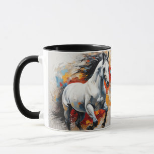 Dynamic White Stallion - Majestic 3D Mug