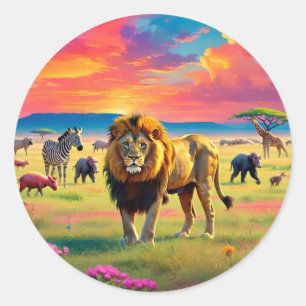 "Dynamic Wilderness" Classic Round Sticker