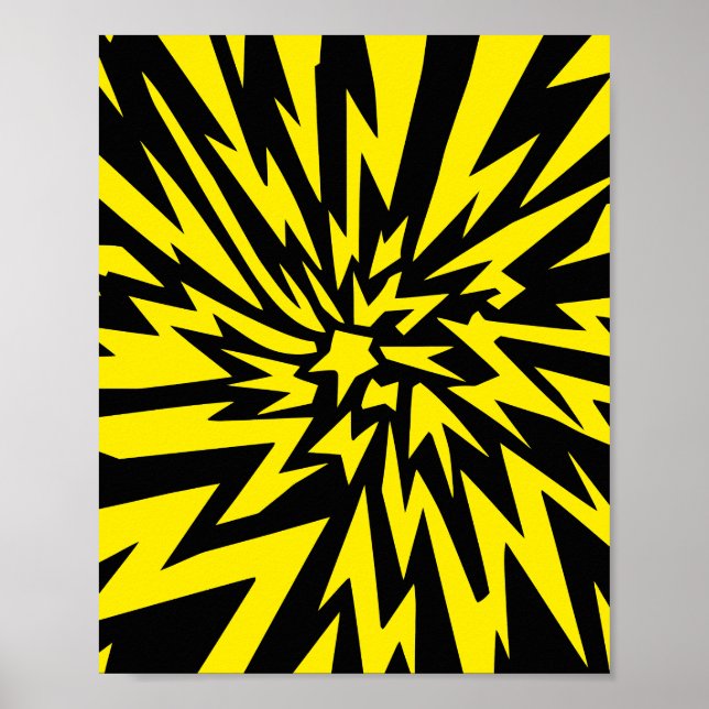 Dynamic Yellow and Black Lightning Bolt Design Poster (Front)