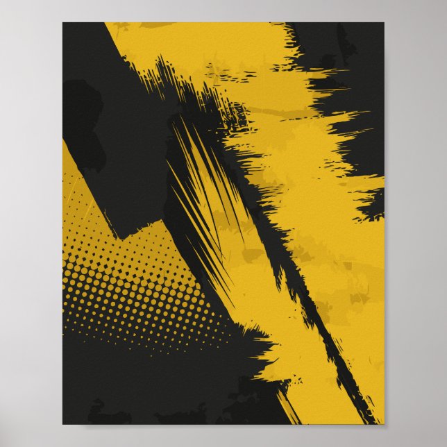 Dynamic Yellow Paint over Dark Surface Poster (Front)