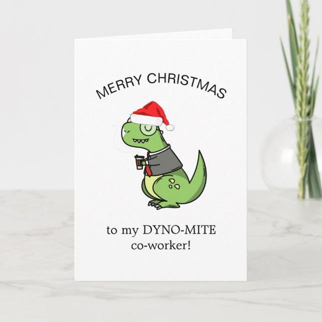 dynamite coworker dinosaur funny merry Christmas Card (Front)