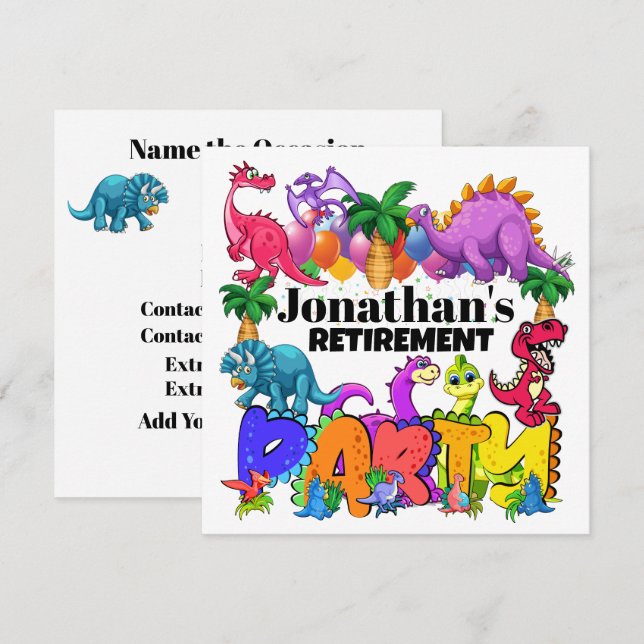 DYNAMITE-O-SAURUS DINOSAUR INVITATION (Front/Back)