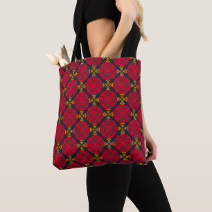 Dynasty Geometry: Red Traditional Chinese Pattern Tote Bag