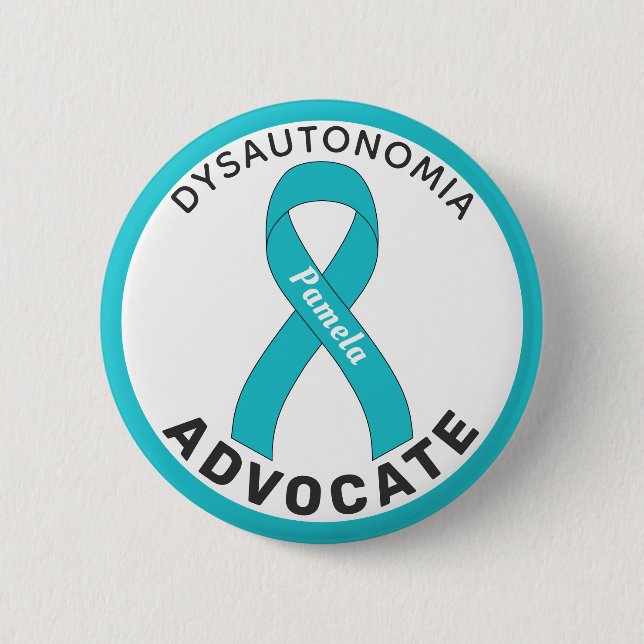Dysautonomia Advocate Ribbon White Button (Front)