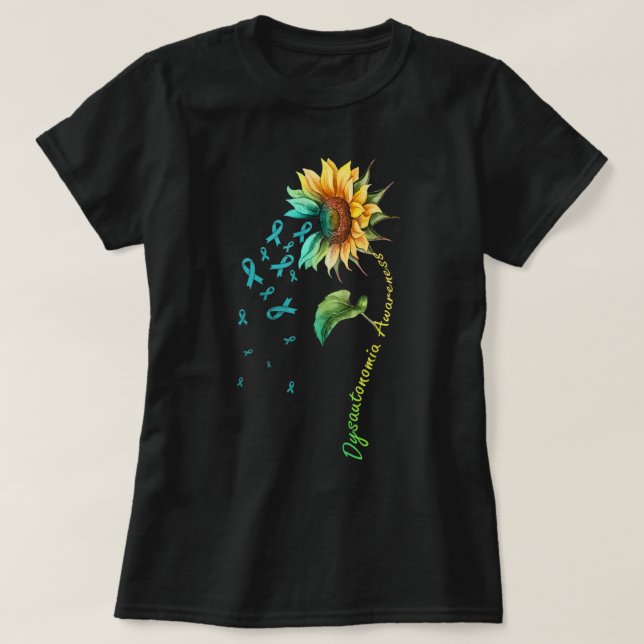 Dysautonomia Awareness Sunflower Shirt33  T-Shirt (Design Front)