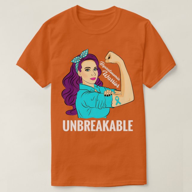 Dysautonomia Awareness Warrior Unbreakable Support T-Shirt (Design Front)