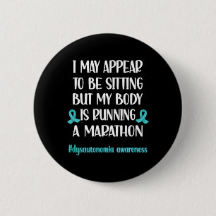 Dysautonomia POTS Turquoise Ribbon Autonomic Dysfu 6 Cm Round Badge