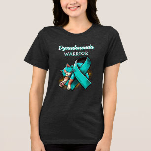 Dysautonomia Warrior   POTS Ribbon and Sleepy Cat Tri-Blend Shirt