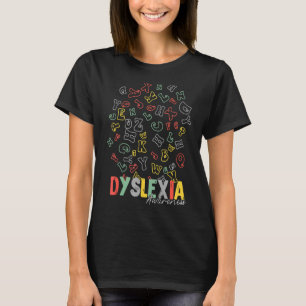 Dyslexia Awareness Alphabet Rainbow Silver Ribbon  T-Shirt