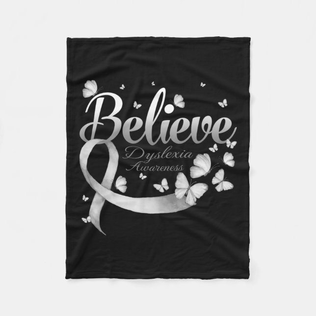 Dyslexia Awareness Butterfly  Fleece Blanket (Front)