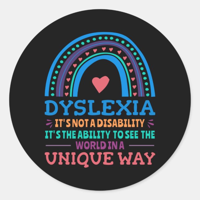 Dyslexia Awareness Dyslexic Classic Round Sticker (Front)