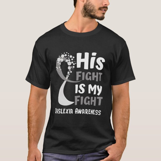 Dyslexia Awareness Grey Ribbon Hope Family Fighter T-Shirt (Front)