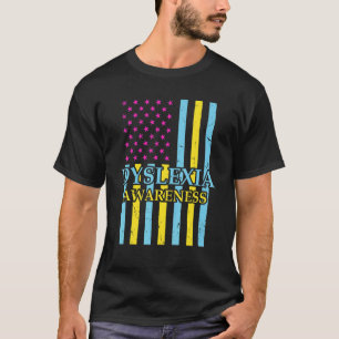 Dyslexia Awareness Teacher Therapist USA Flag Cool T-Shirt
