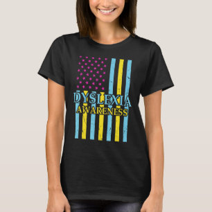 Dyslexia Awareness Teacher Therapist USA Flag Cool T-Shirt
