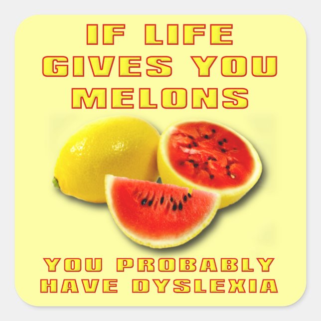 Dyslexia Melons Funny Sticker (Front)