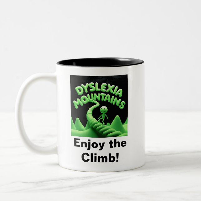 Dyslexia Mountains - Enjoy the Climb Two-Tone Coffee Mug (Left)