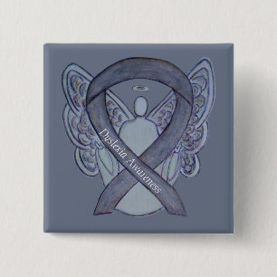 Dyslexia Silver Awareness Ribbon Angel Custom Pins