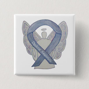 Dyslexia Silver Awareness Ribbon Angel Custom Pins