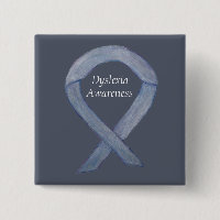Dyslexia Silver Awareness Ribbon Custom Pin