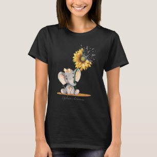Dyslexia Survivor Cute Elephant Sunflower Grey Rib T-Shirt