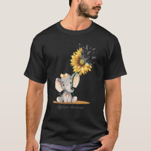 Dyslexia Survivor Cute Elephant Sunflower Grey Rib T-Shirt