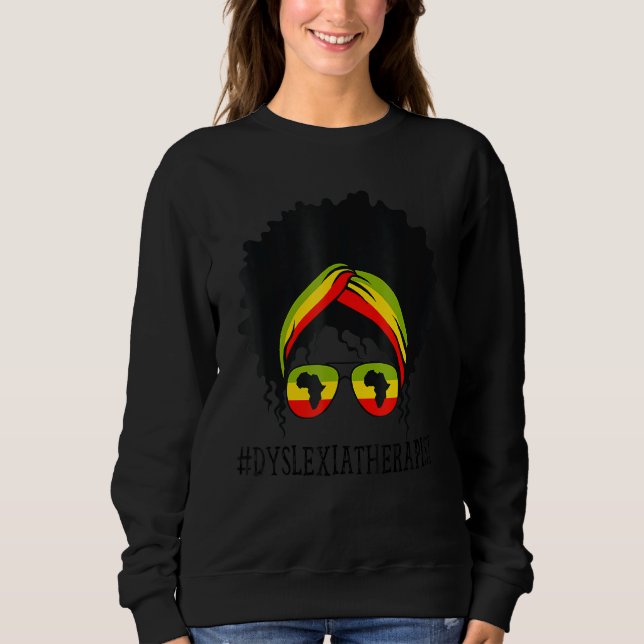 Dyslexia Therapist African Women Messy Bun Black H Sweatshirt (Front)