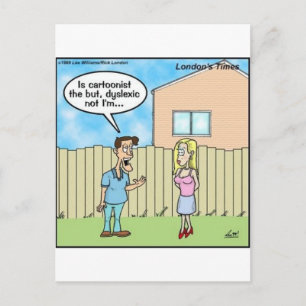 Dyslexic Cartoonist Funny Gifts Tees & Collectable Postcard