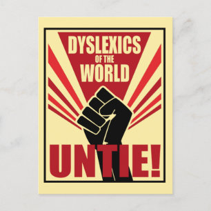 Dyslexics of the world untie! soviet propaganda postcard